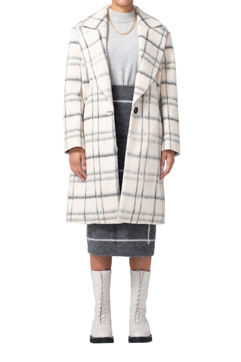 Graphic Check Princess Coat, Main, color, MILK PLAID