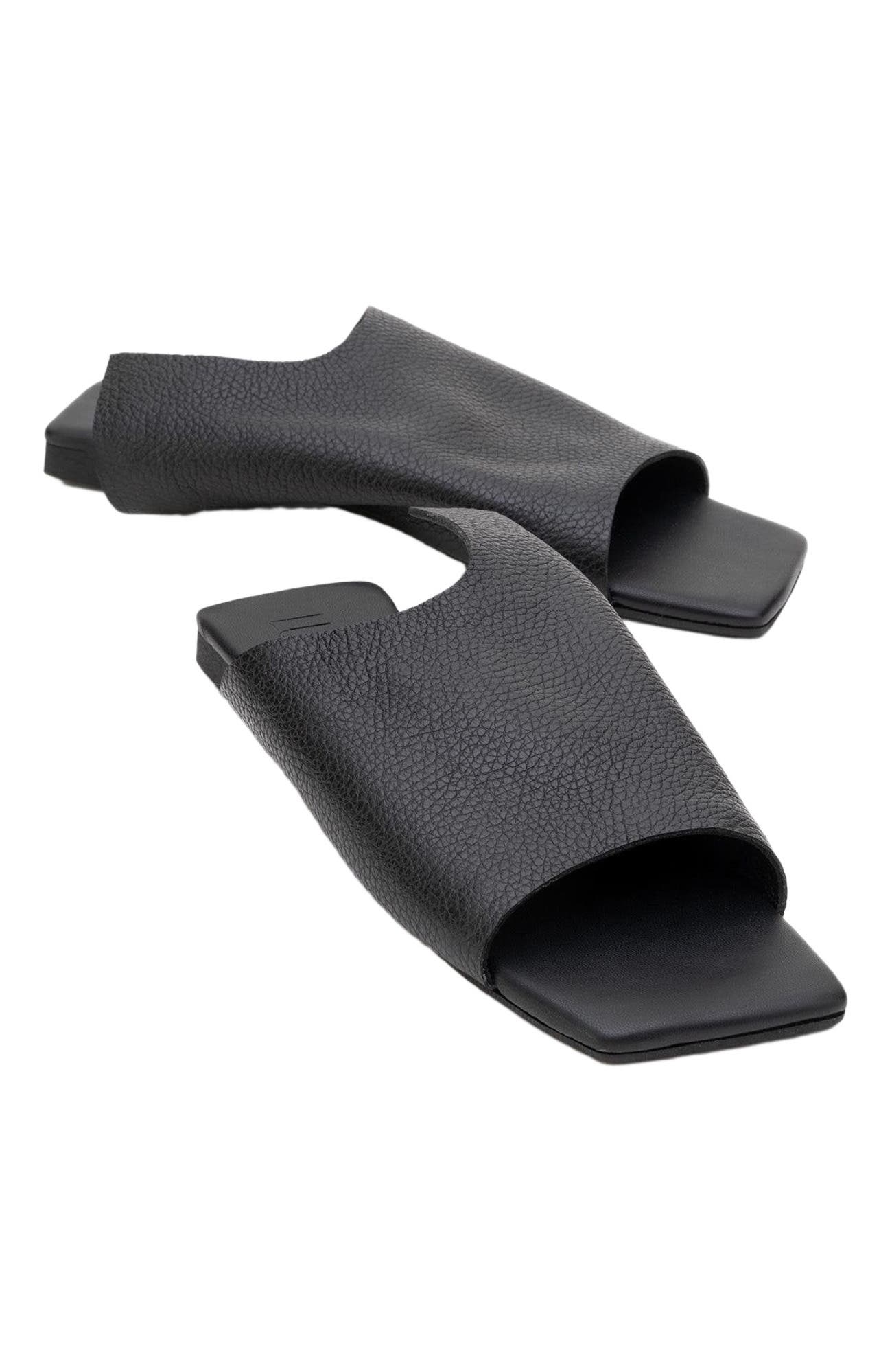 Forever & Always Shoes Orianna Leather Slide Sandal, Alternate, color, Black Leather