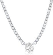 SIMONA Round Cubic Zirconia Pendant Tennis Necklace