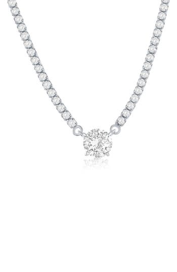Simona Round Cubic Zirconia Pendant Tennis Necklace
