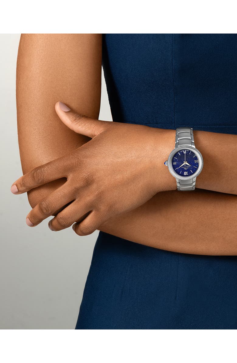 PORSAMO BLEU Luna White Topaz Bracelet Watch, 34mm, Alternate, color, Silver & Blue