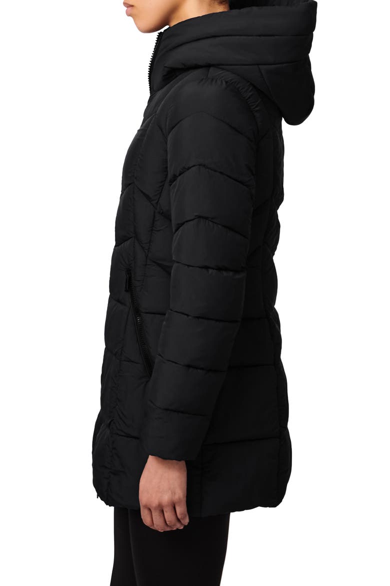 Hooded Water Resistant Puffer Jacket, Alternate, color, BLACK