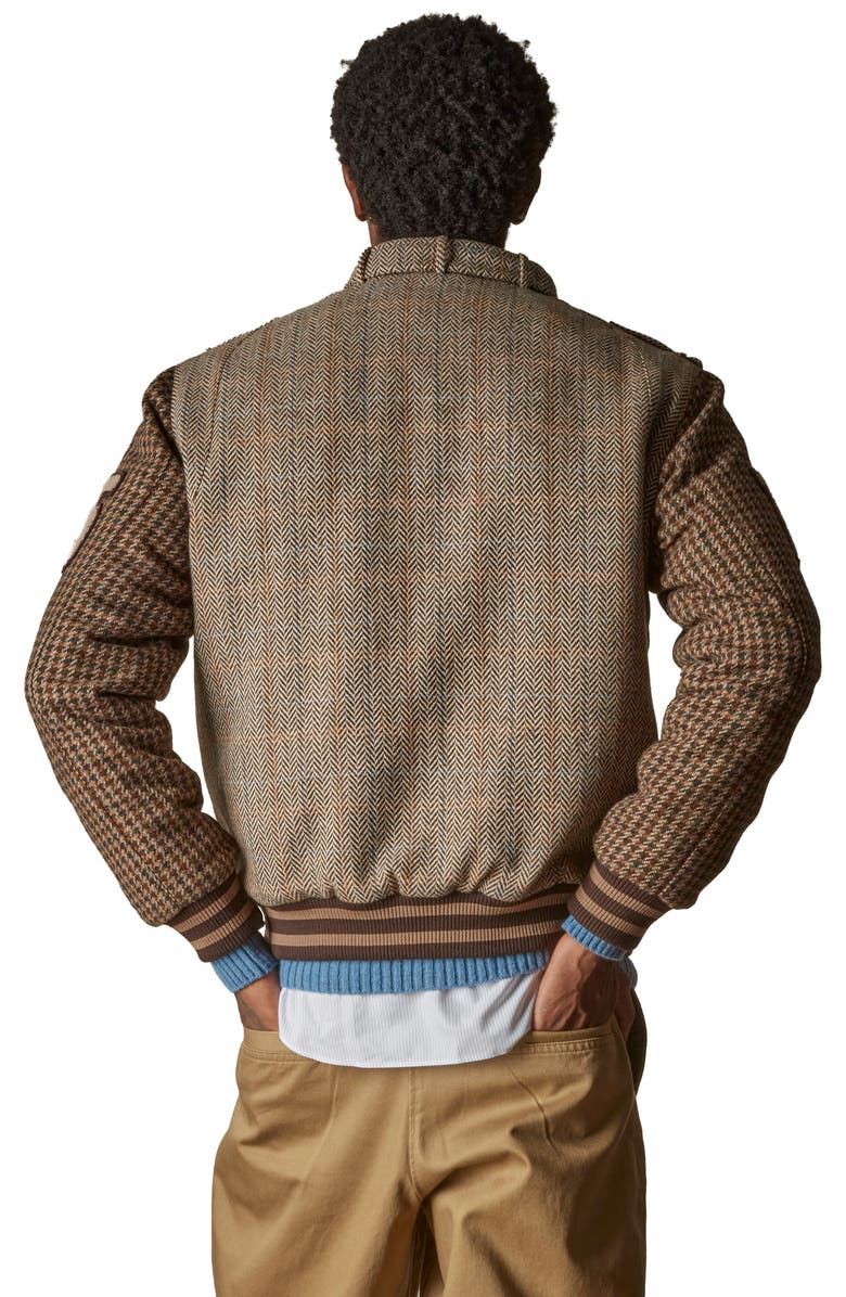 Members Only Men's Tweed Wool Blend Varsity Jacket, Alternate, color, Beige