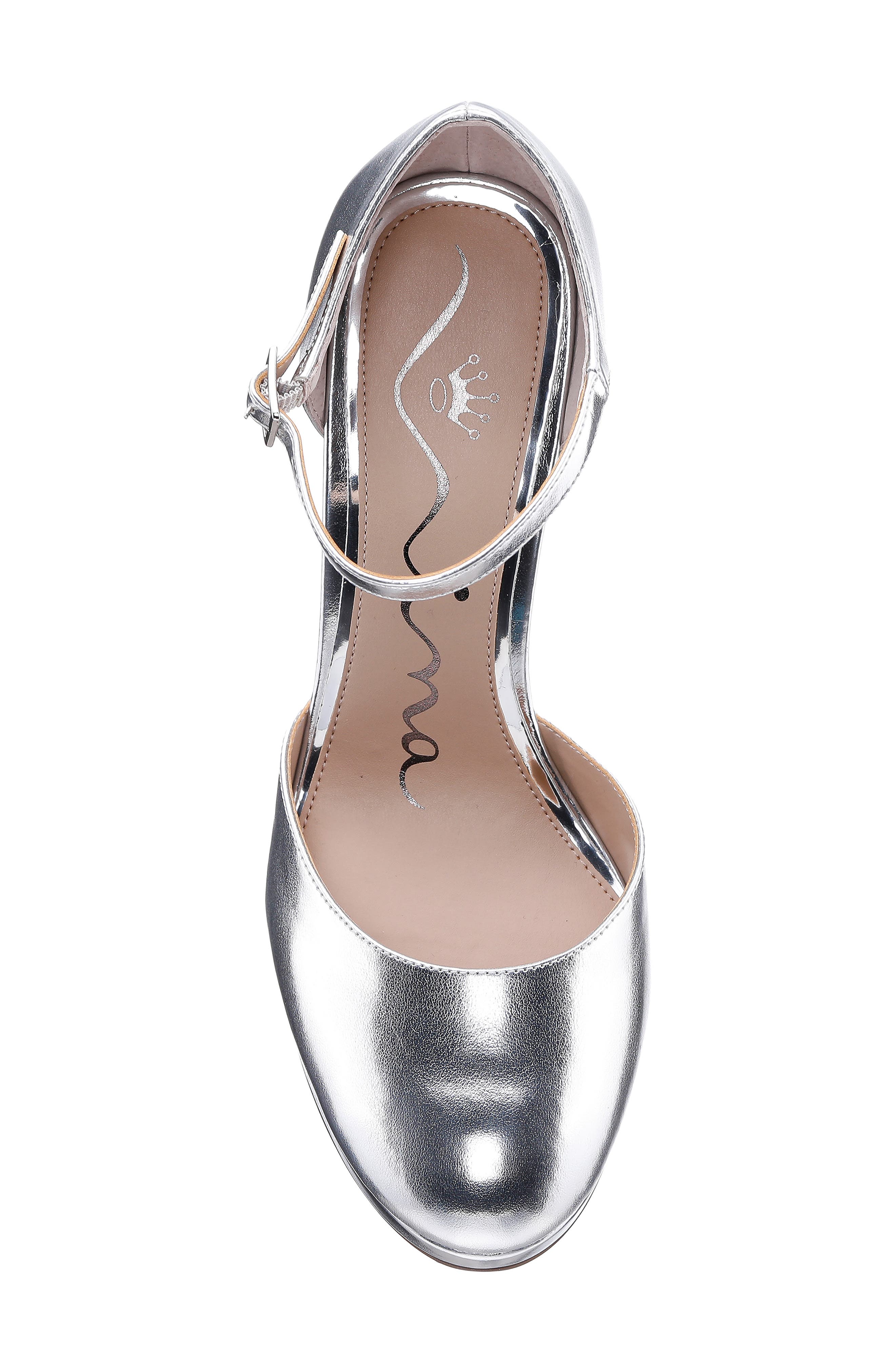 Marcie Ankle Strap Pump, Alternate, color, SILVER
