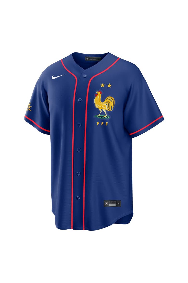 Men's Nike Blue France National Team x MLB Stadium Replica Jersey, Alternate, color, Blue