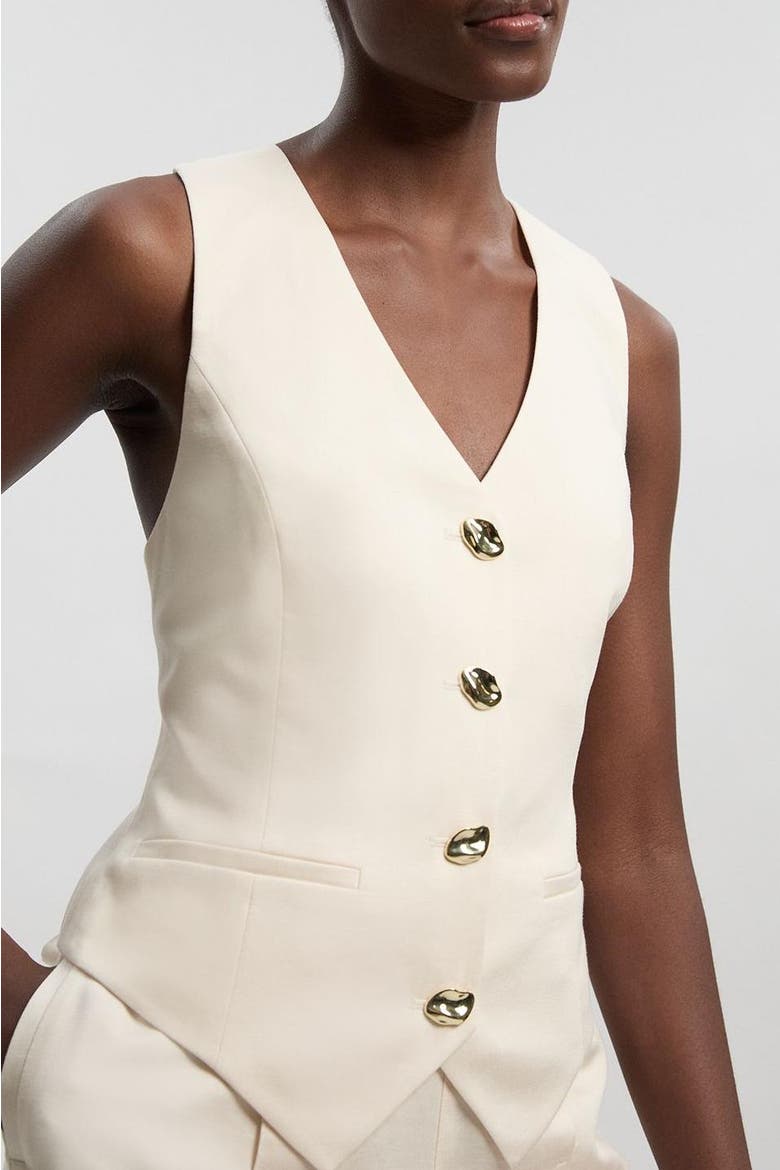 Linen Corset Waistcoat, Alternate, color, Ivory