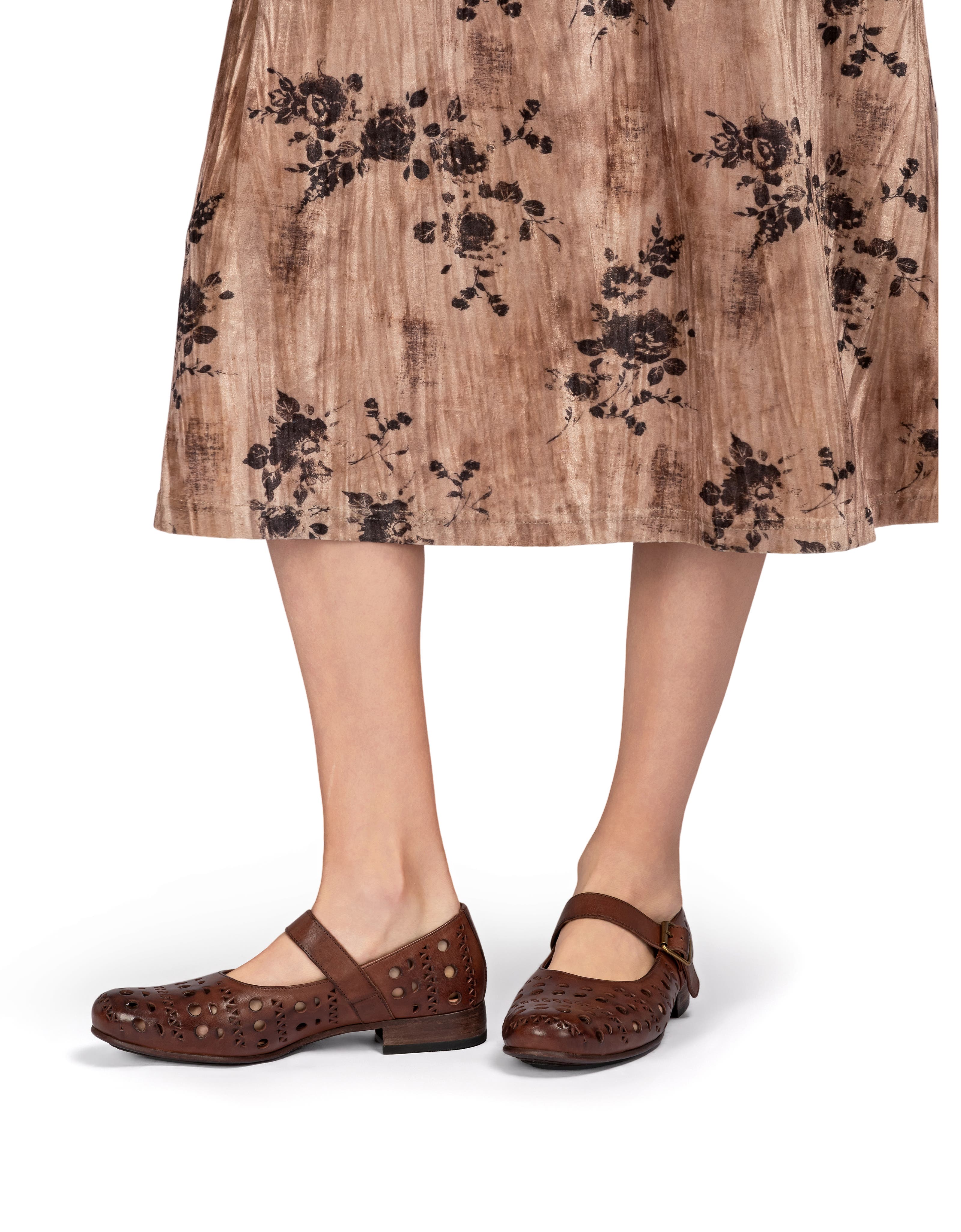 Retro Genuine Leather Breathable Cutout Mary Jane Flat, Alternate, color, Coffee