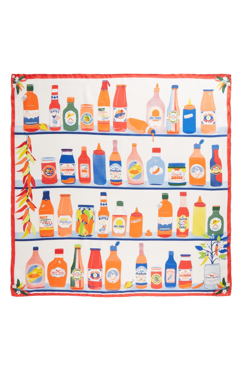 Kate Spade New York hot sauce silk square scarf, Alternate, color, 