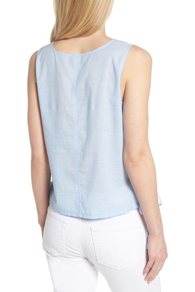 Side Laced Stripe Cotton Top, Alternate, color, DEW BLUE
