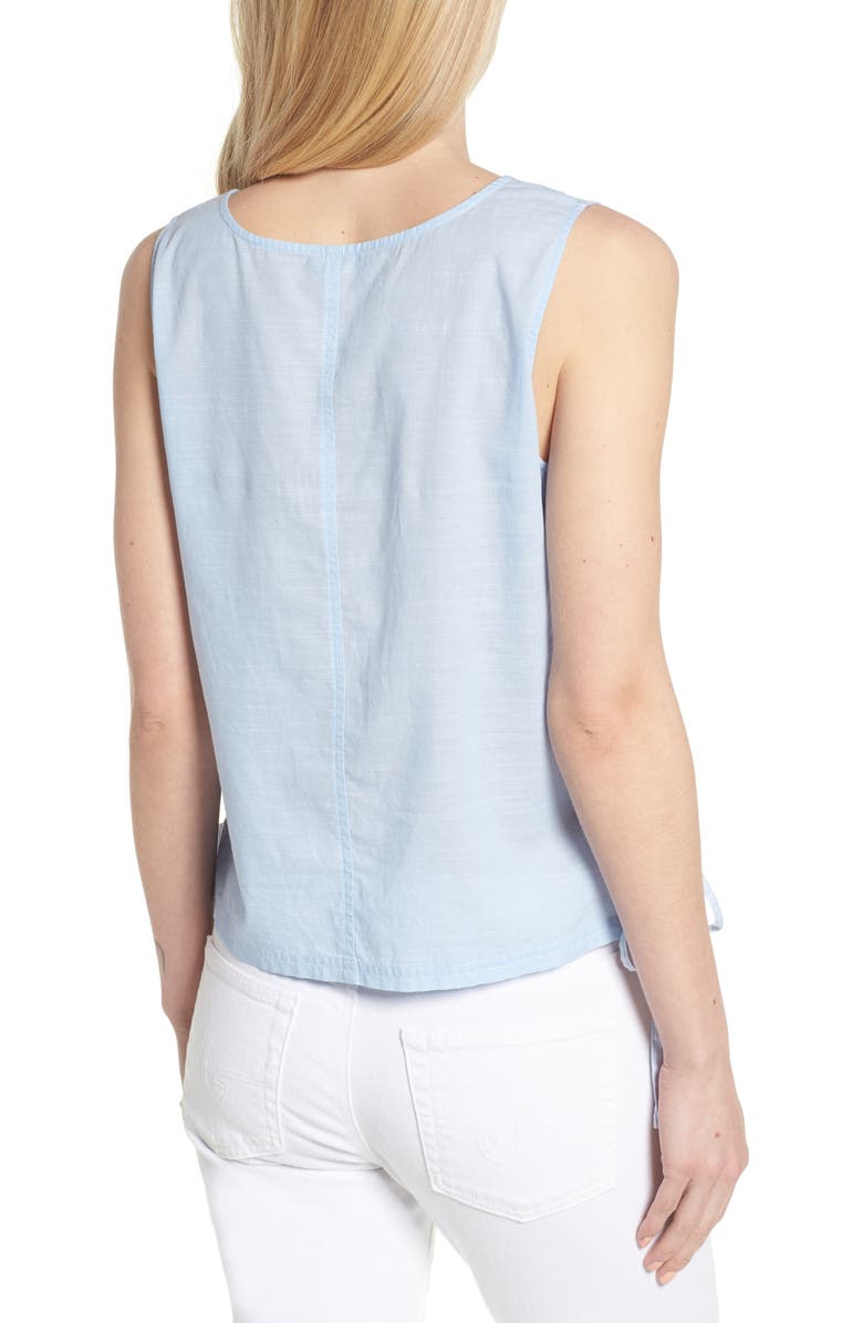 Vince Camuto Side Laced Stripe Cotton Top, Alternate, color, 