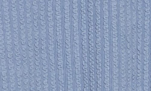 Denim And Flower Vertical Stripe Textured Quarter Zip Polo In Blue