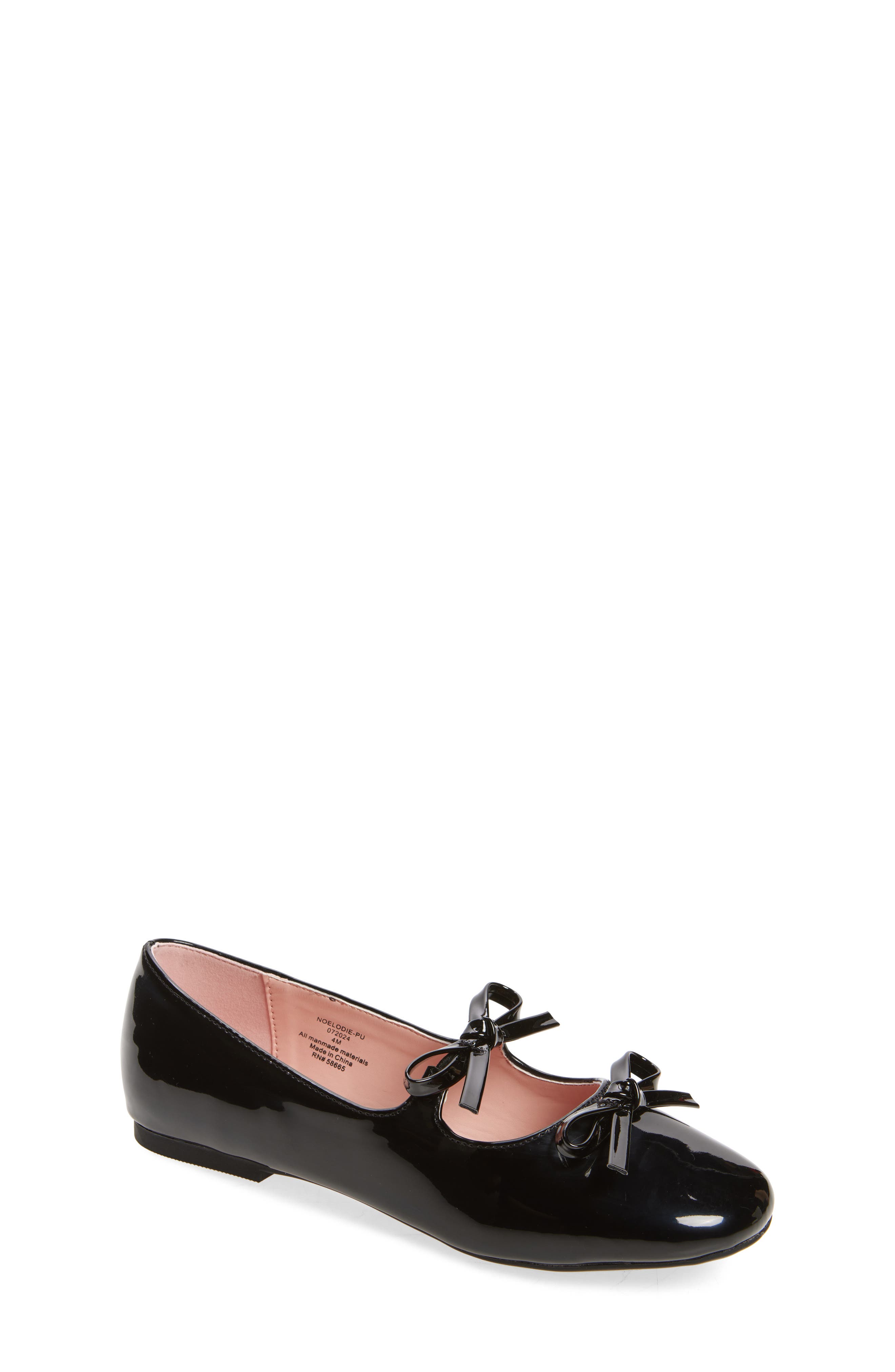 Kids' Elodie Bow Flat, Main, color, BLACK