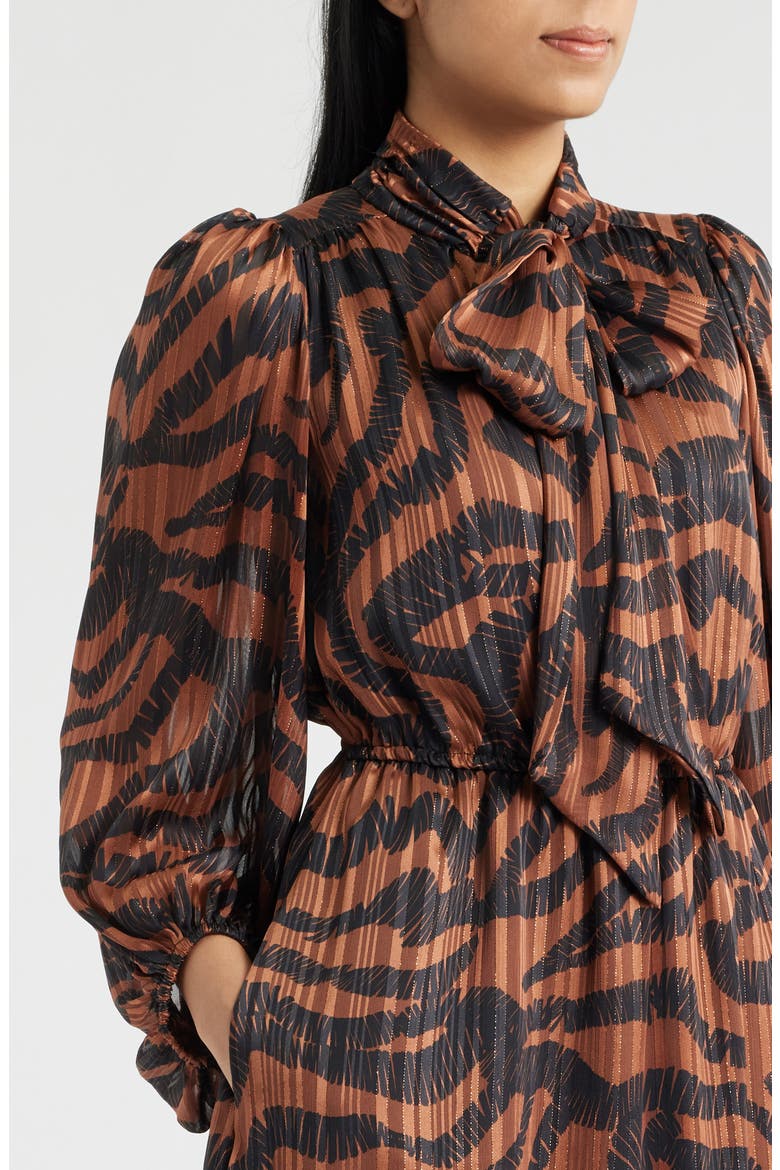 Metallic Blouson Dress, Alternate, color, CHOCOLATE BLACK