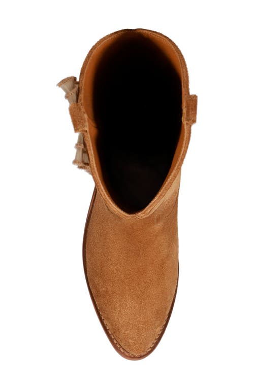 Frye Billy Suede Ruffle Western Boots In Almond