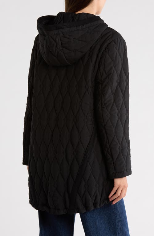 Bernardo Midlength Diamond Quilted Jacket In Black