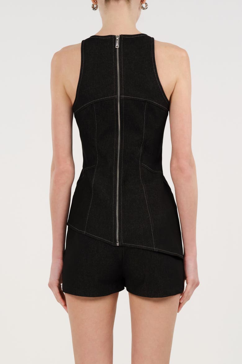 Halter Neck Denim Bustier Top, Alternate, color, Black