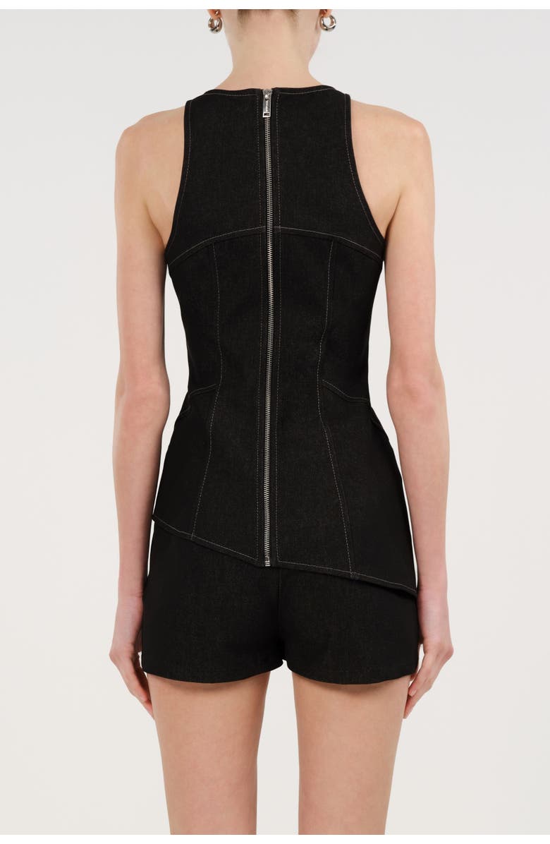 Nocturne Halter Neck Denim Bustier Top, Alternate, color, Black