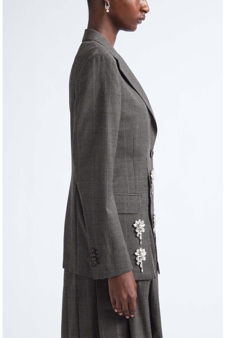 Embellished Wool Blend Blazer, Alternate, color, PEAT/ PEARL/ CLEAR