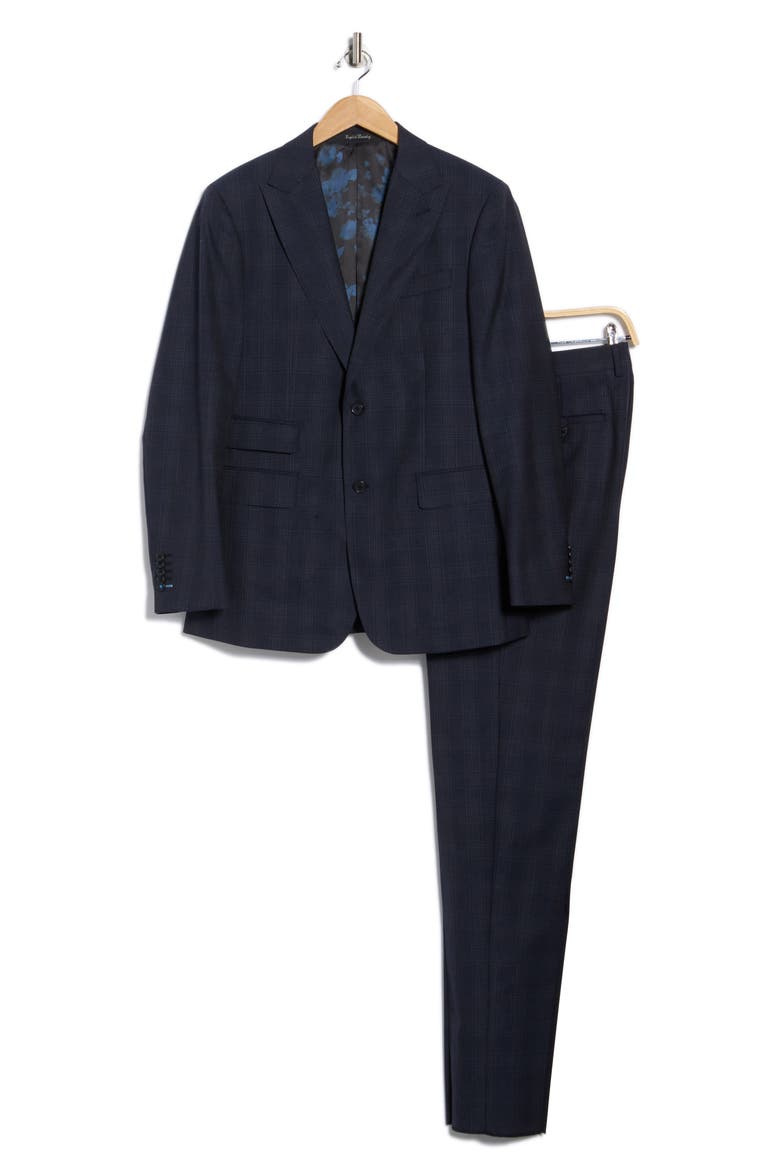Peak Lapel Wool Blend Suit, Alternate, color, NAVY