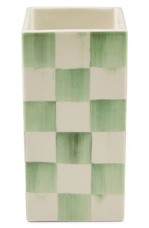 Sage Check Small Pillar Vase