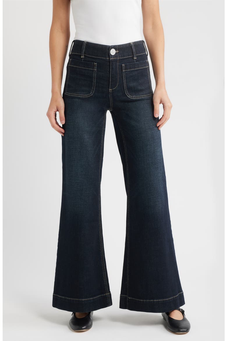 Soho Patch Pocket Wide Leg Jeans, Main, color, DARK WHISKER WASH