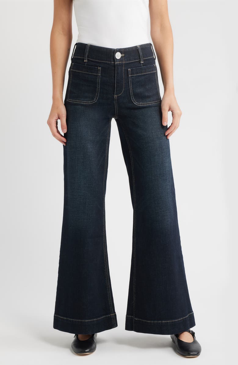 CITY BLUES Soho Patch Pocket Wide Leg Jeans, Main, color, Dark Whisker Wash