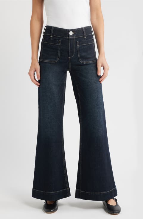 Soho Patch Pocket Wide Leg Jeans (Vintage Whisker)