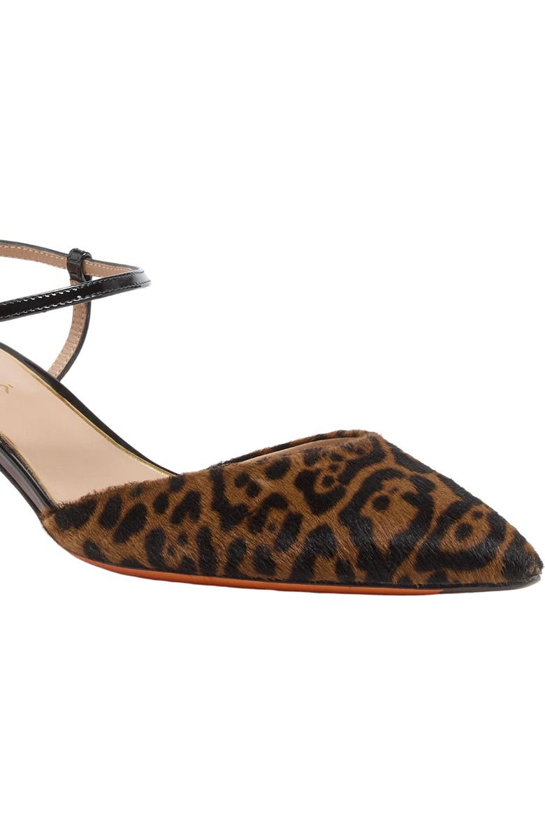 Santoni Women's animal-print cavallino mid-heel slingback, Alternate, color, Brown