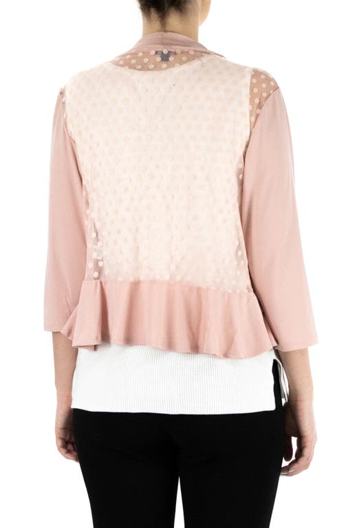 Nina Leonard Mesh Dot Bolero Cardigan In Blush
