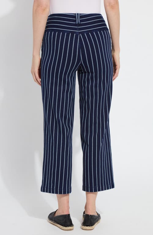 Lyssé Esme Stripe Crop Wide Leg Jeans In Indigo Nautical Stripe