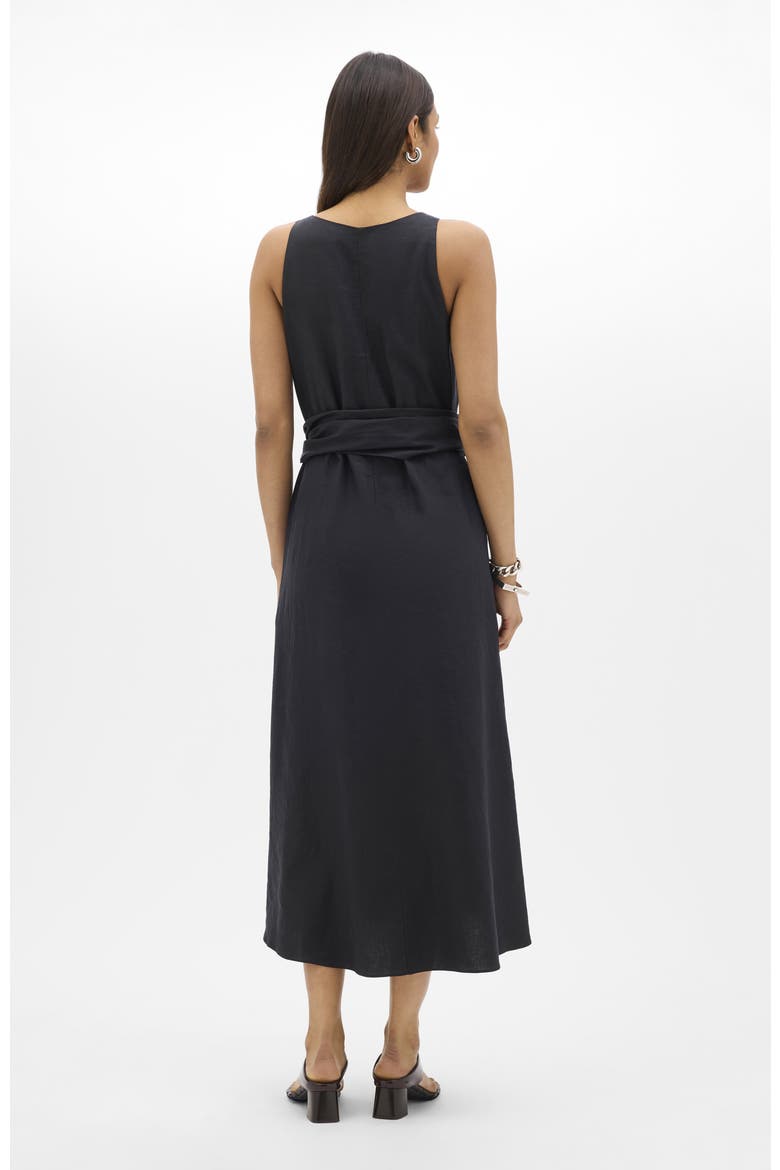 Sarong Linen Dress, Alternate, color, Black