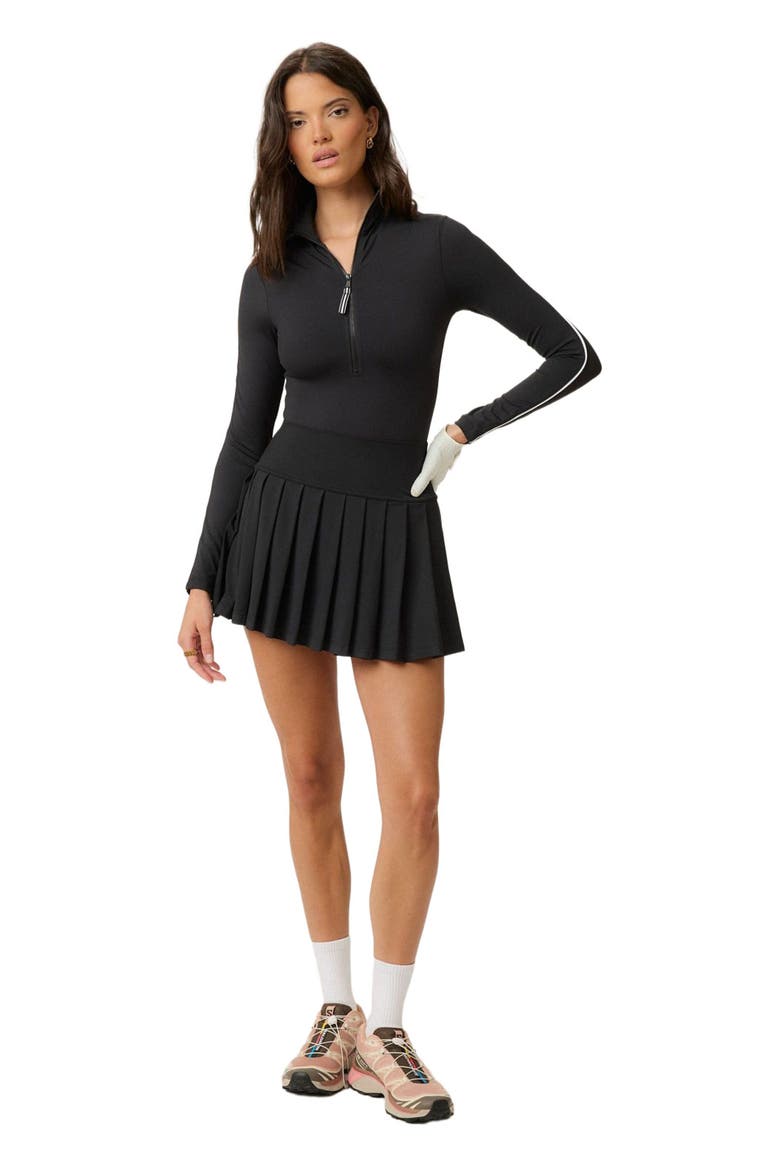 Long Sleeve Zip Front Bodysuit, Alternate, color, Black