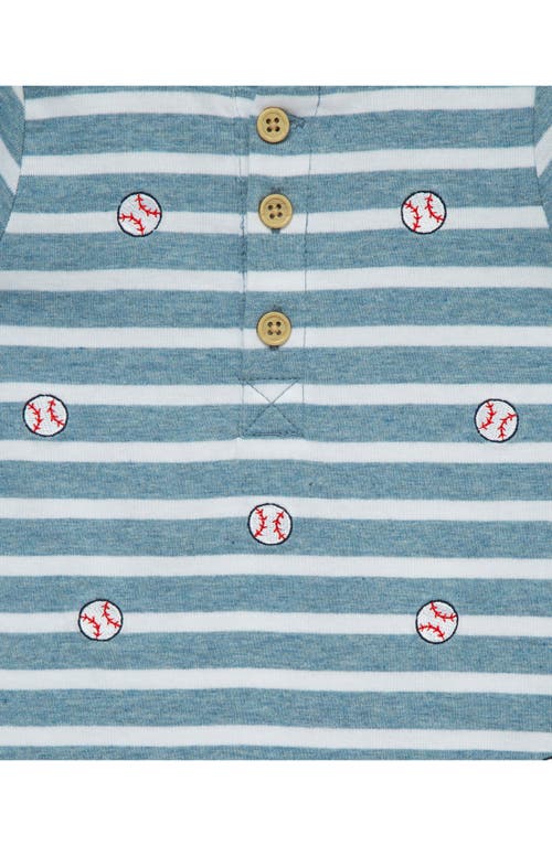 LITTLE ME LITTLE ME BASEBALL STRIPE ROMPER & BUCKET HAT SET