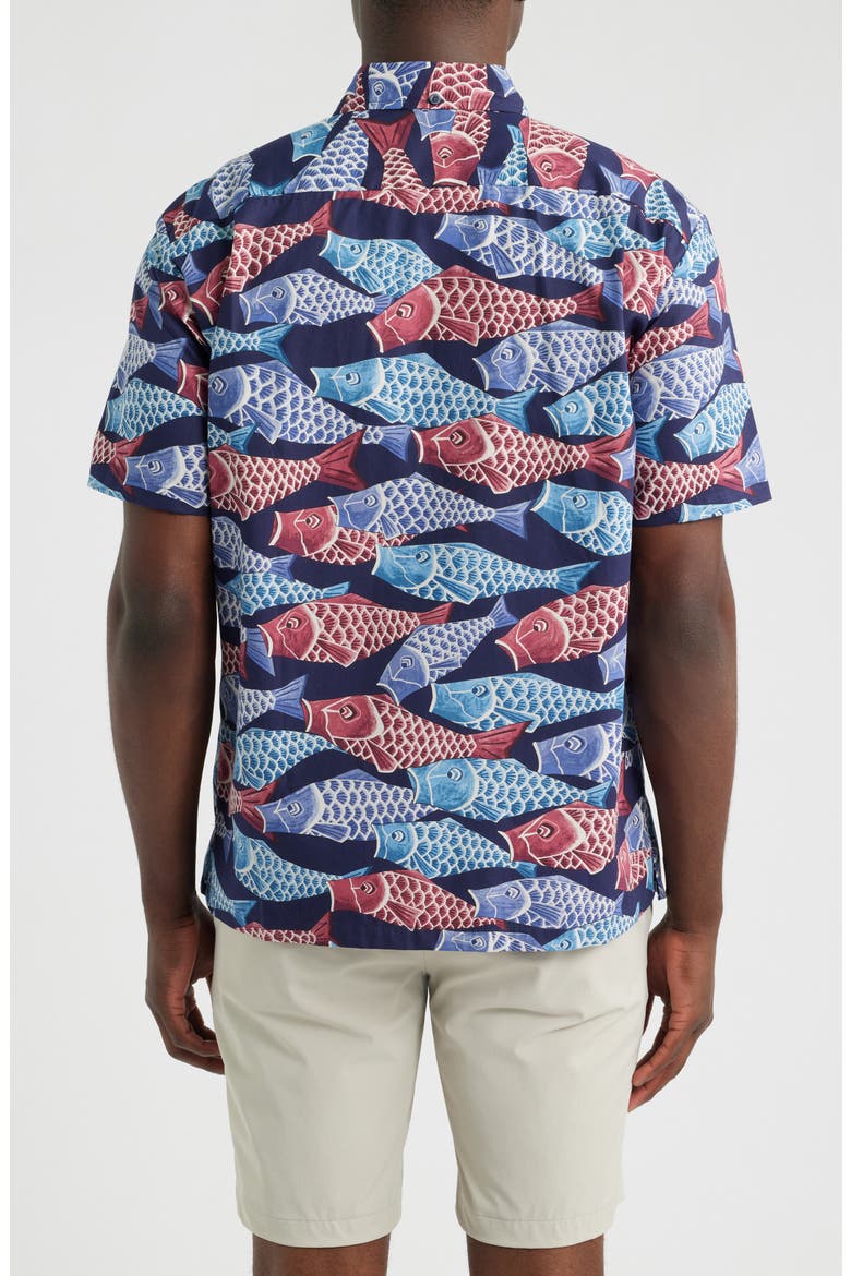 Upstream Short Sleeve Cotton Button-Down Shirt, Alternate, color, MIDNIGHT
