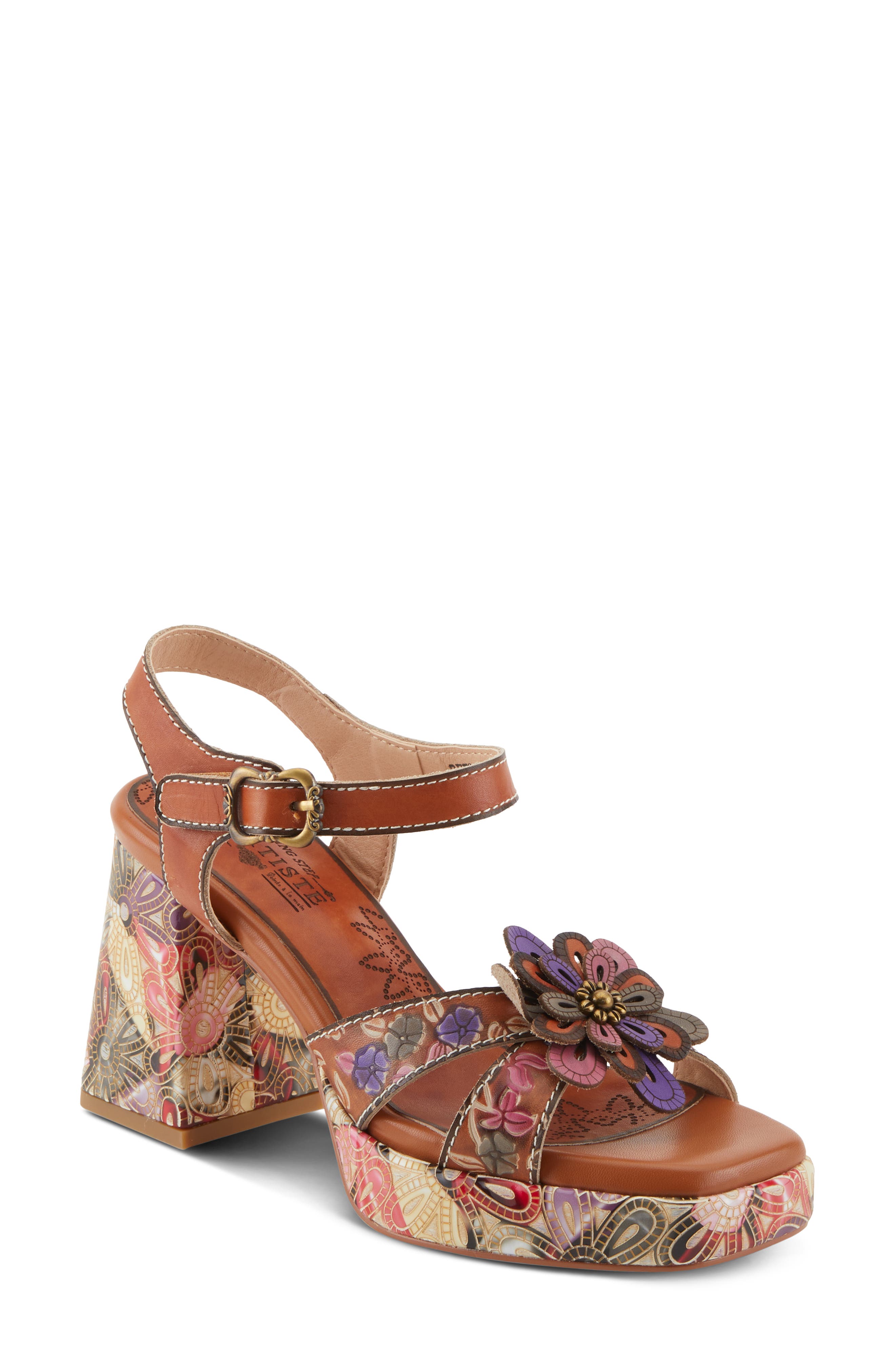 L'Artiste by Spring Step Reflective Floral Square Toe Sandal, Main, color, 