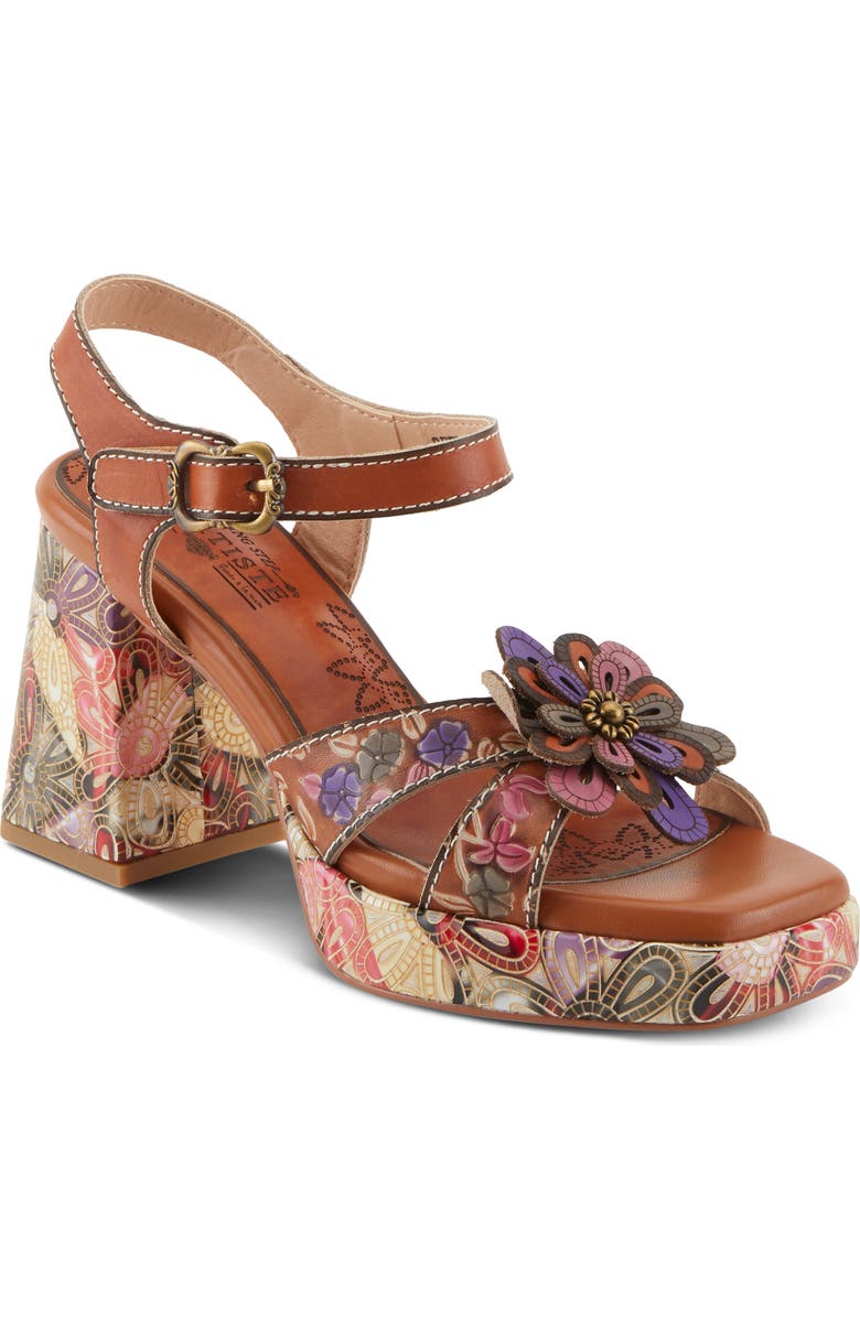 L'Artiste by Spring Step Reflective Floral Square Toe Sandal, Main, color,