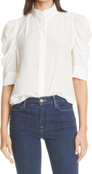 FRAME Gillian Puff Sleeve Silk Blouse