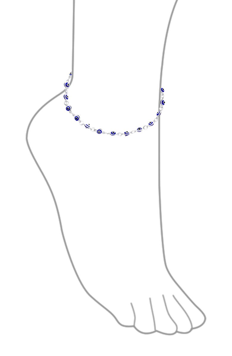 BLING JEWELRY Evil Eye Glass Bead Anklet, Alternate, color, Blue