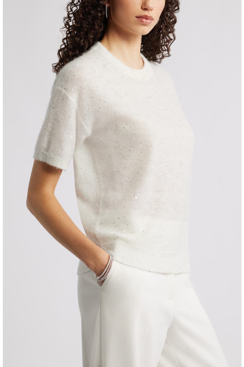 Short Sleeve Sequin Sweater, Alternate, color, IVORY-SILVER SEQUIN