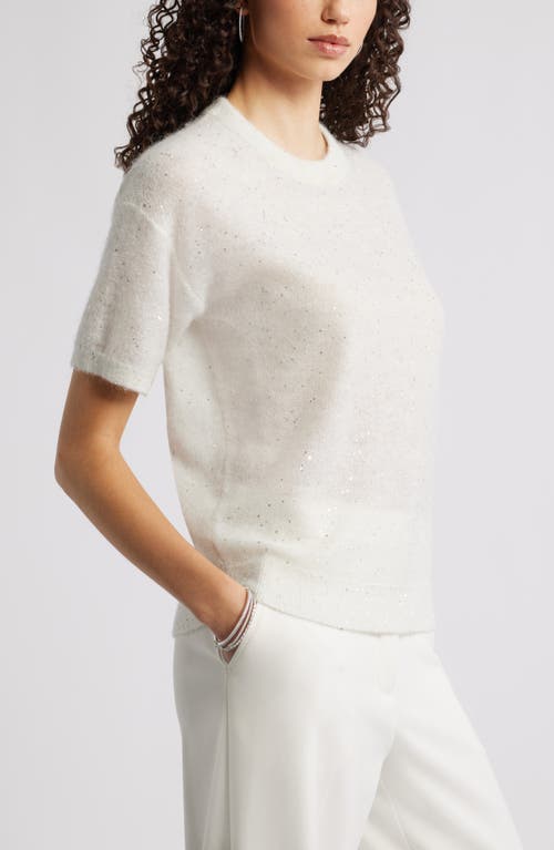 Nordstrom Short Sleeve Sequin Sweater In Neutral