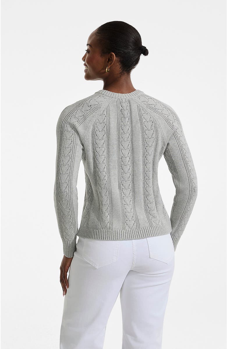 Lands' End Drifter Jacquard Raglan Crew Neck Sweater, Alternate, color, Gray Heather