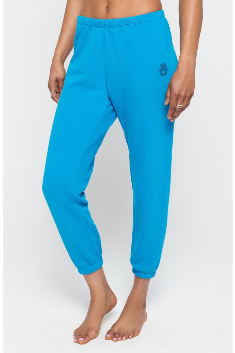 Hamsa Luna Cotton & Modal Sweatpants, Main, color, AZUL