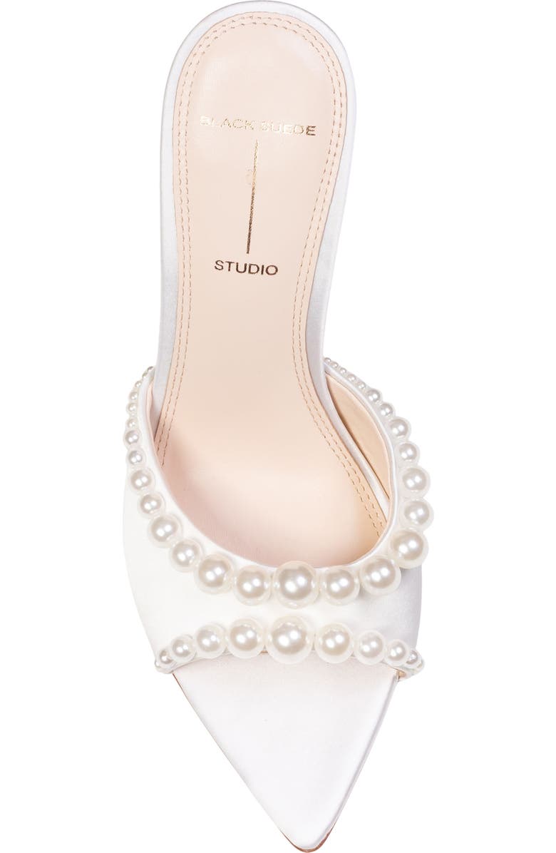 BLACK SUEDE STUDIO Gigi Pointed Toe Slide Sandal, Alternate, color, White Satin