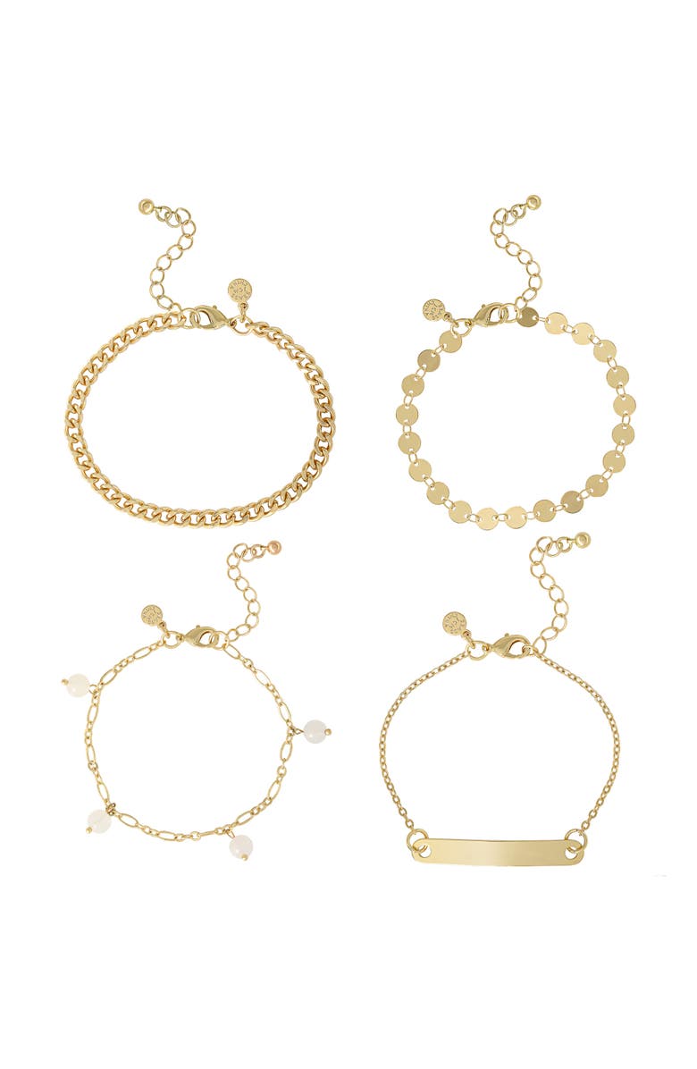 Jessica Simpson Gold-Tone Layered Bracelet Set, 4 Piece Set, Main, color, Gold