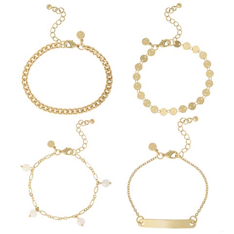 Gold-Tone Layered Bracelet Set, 4 Piece Set