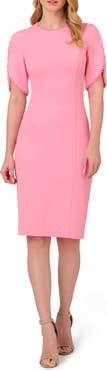 Adrianna Papell Imitation Pearl Detail Crepe Sheath Dress