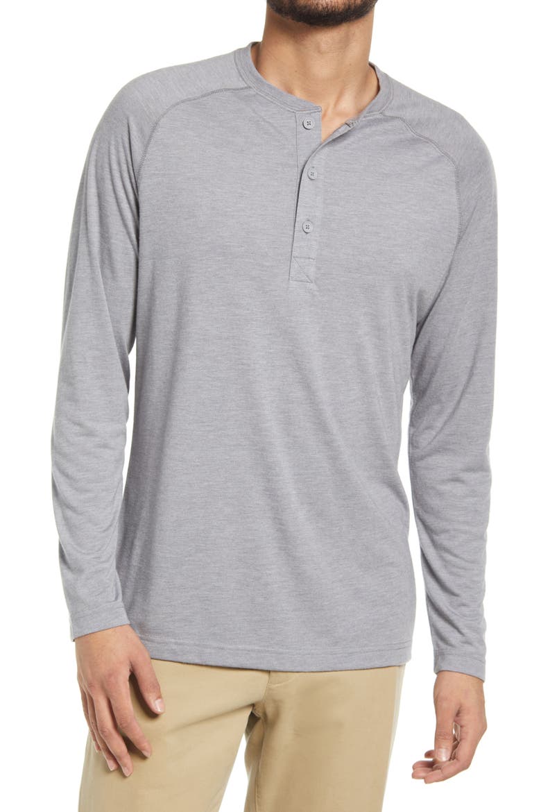 Performance Long Sleeve Henley T-Shirt, Main, color, CHARCOAL HEATHER