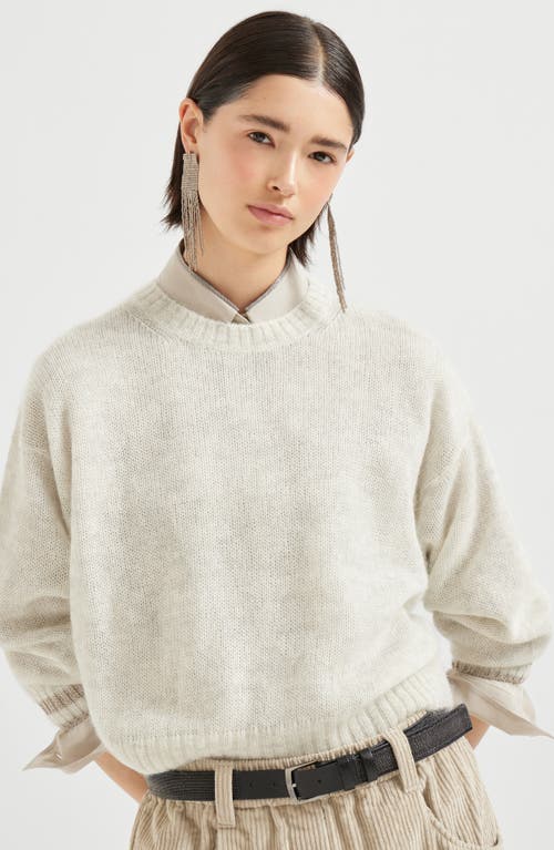 Brunello Cucinelli Sweater With Sparkling Cuffs In Neutral