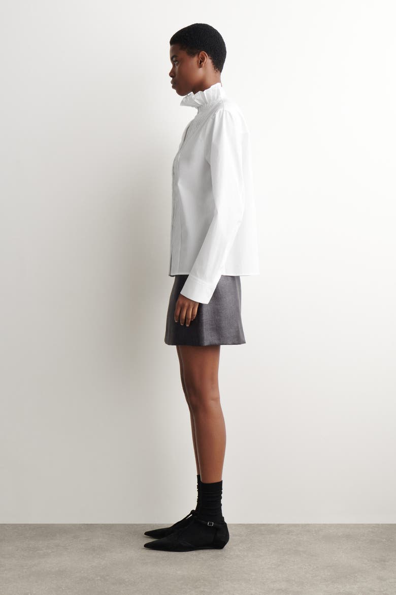 Pintucked Cotton Blouse, Alternate, color, WHITE