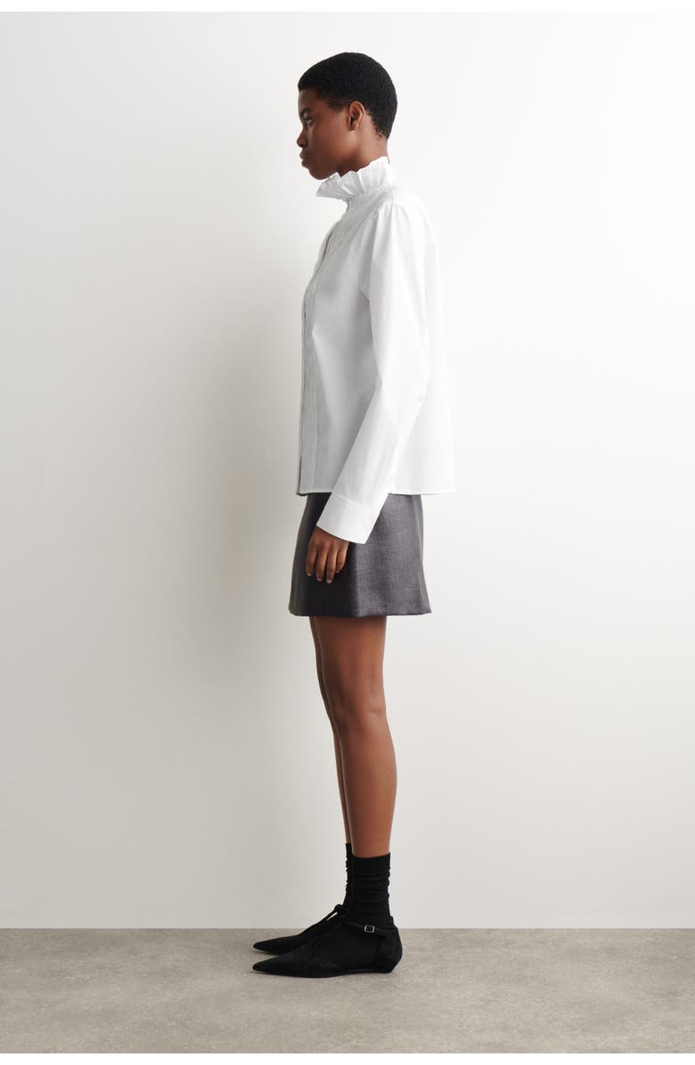 COS Pintucked Cotton Blouse, Alternate, color, White